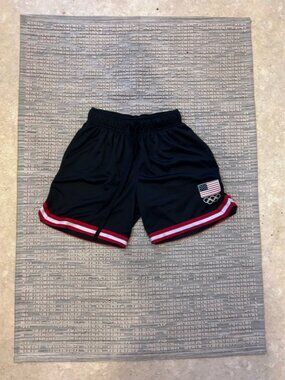 Just USA Black Athletic Shorts with Red and White Trim
